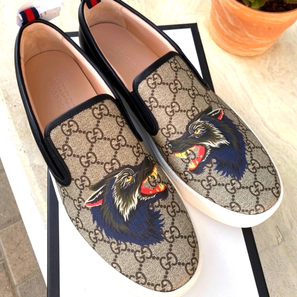 Gucci guccissima coated canvas men's wolf sneakers